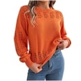 thumbnail image 2 of Pisexur Chandails pour Femmes Chandail Doux et Confortable, Chandail à Manches Longues à Col Rond Uni pour Femmes Orange, P, 2 of 8
