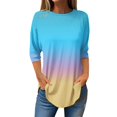 thumbnail image 2 of Pxiakgy Vente Chaude!! T-Shirts à Manches Longues Col Rond pour Femmes Printemps Automne Tie Dye Hauts Amples Tunique Décontractée Blouse Col Printemps Tunique Imprimée Décontractée T-Shirts Trois Quarts Hauts pour Femmes Bleu Ciel L, 2 of 5