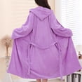 thumbnail image 4 of WRKEKC Womens Robe Solid Color Plush with Pockets Hooded Cotton Absorbent Quick Dry Bathrobe for Women Fall Lounge Wear, 4 of 4