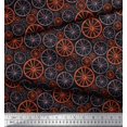 thumbnail image 3 of Soimoi Tissu Noir Poly Georgette Roue Imprimé Ethnique Tissu de Couture Yard 52 Pouces de Large, 3 of 3