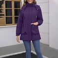 thumbnail image 2 of Sentmoon Running Jackets for Women Oversized Hooded Neck Long Sleeve Winter Coats for Women Zipper Solid Color Windproof Waterproof Clothes Women with Pockets Fall and Winter, 2 of 9