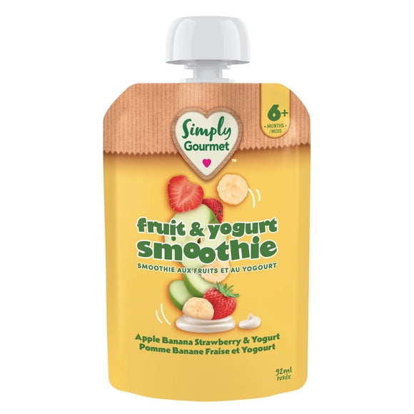Simply Gourmet Apple Banana Strawberry & Yogurt Smoothie Purée Pouch – 6+ Months