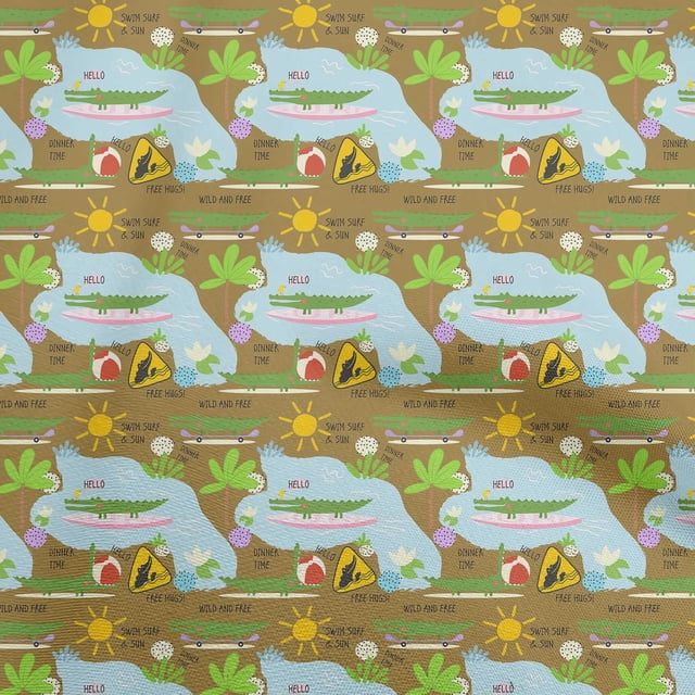 oneOone Polyester Spandex Brown Fabric Kids Animal Craft Projects Decor Fabric Printed by The Yard 56 Inch Wide