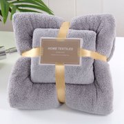 yulier 2 Piece Solid Towel Set, Large Bath Towel and Hand Towel, Ultra Soft Highly Absorbent Quick Drying Bath Towel Face Towel for Bathroom Shower Hotel Beach