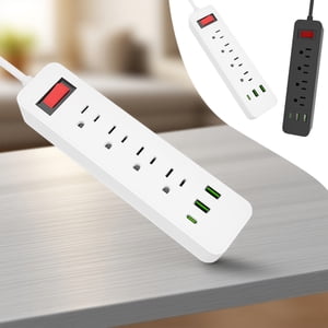 Vacemry 2Pcs Multi Plug Power Strip With 78.7in Extension Cord, 6 Outlets 3 USB Ports Surge Protector For Home Office Dorm Room Bedroom Kitchen Desk Computer Electronics