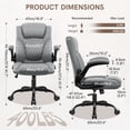 thumbnail image 4 of COOLHUT PU Leather Ergonomic Office Chair, Mid Back Home Computer Chair with Flip-up Armrest, Adjustable Height & Back Support, 360° Swivel Gaming Chair with Wheels & Rocking Function, Space Saving, 4 of 10