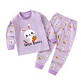 thumbnail image 2 of LSLJS Toddler Baby Kids Winter Pajama Set Boys Girls Solid Color Rabbit Print Long Sleeve Sweatshirt Top Pants Home Wear Clothes Suit, 2 of 3