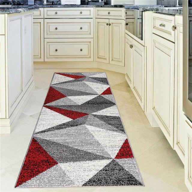 Lbaiet CH866R26 Yaritza Geometric 2 x 6 ft. Runner Rug, Red, White & Gray