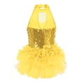 thumbnail image 2 of Linjinx Robe Tutu de Danse Ballet à Sequins Brillants pour Filles, Costume de Performance Jazz Latin Moderne Jaune 12, 2 of 7