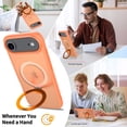 thumbnail image 2 of Asuwish Phone Case for iPhone 17 Air 6.5 inch Tempered Glass Screen Protector Magnetic Folding Stand Frosted Translucent Rugged Shockproof Protective Cell Cover i Phone17 i17 17Air Women Men Orange, 2 of 6