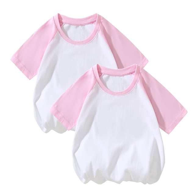 vdgthytj 2 Pack Kids Summer Raglan T-Shirts Girls Boys Color Block Crewneck Short Sleeve Casual Basic Tops Tees