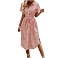thumbnail image 2 of Robes pour Femmes 2024 Été Surdimensionnées Décontractées Printemps et Col en V Manches Trois-Quarts Robe Imprimée Rabais de 50 % Liquidation!, 2 of 8