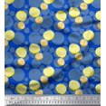 thumbnail image 1 of Soimoi Blue polyester Crepe Fabric Lemon Slice Vegetable Print Fabric by the Yard 52 Inch Wide, 1 of 1