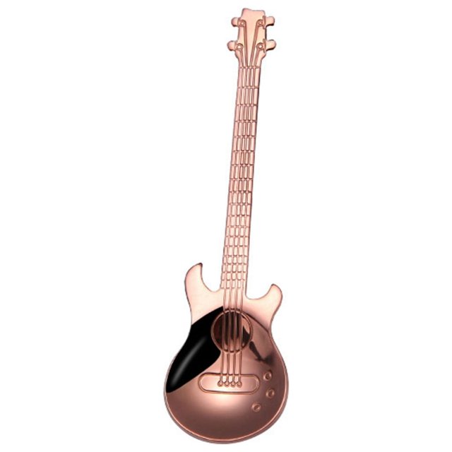 Stainless Steel Guitar Spoon Coffee Spoon Stirring Spoon Titanium Plated Ice Bar Music Bar Spoon Small