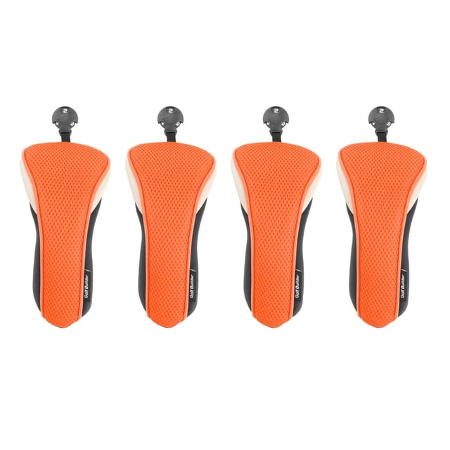 S SERENABLE Ensemble de 4 Pcs de Clubs Hybrides de Golf en Maille avec Étiquette Numérotée, Protection Cadeau de Golf, Orange