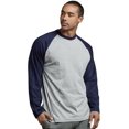 thumbnail image 3 of SLM Men's Long Sleeve Cotton Baseball Raglan Tee Shirt Jersey -Gray/Navy-Small, 3 of 4