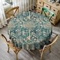 thumbnail image 4 of Vintage Floral Tablecloth Teal Original Design Table Cloth for Rectangle Tables Wipeable Polyester Fabric Table Cover Kitchen Dinning Decorations Washable, 60"", 4 of 6