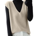 thumbnail image 1 of Women's Deep V - Neck Loose - Fitting Sleeveless Knit Vest - Soft, Versatile for Layering, Available in Multiple Colors, 1 of 4