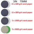 thumbnail image 1 of 40pcs Hook And Loop Wet / Dry 3 Inch 600 800 1000 3000 Grit Sanding Discs Set, 1 of 11