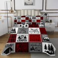 thumbnail image 1 of YST Camper King Quilt Sets Rv Camping Bedspread Set Rustic Buffalo Plaid Coverlet Set Camper Accessories For Travel Trailers Bunk Country Camping Bedding Set Red Black Grey, 1 of 5