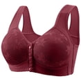 thumbnail image 1 of Lenpel Front Closure Bras for Women Wireless Lace Full Coverage Plus Size Pus up Bras Supportive Everyday Bralettes(Wine,Large), 1 of 7