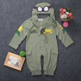 thumbnail image 4 of Newborn Baby Boys Kids Fly Polit Army Green Long Sleeve Rompers+Cap Hat Outfits, 4 of 5