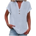 thumbnail image 1 of 2025 Women Spring Summer Clothing Sleeve Tee Solid Button Back Ruffled Baseball Tees for Women Short Sleeve Trim Blouse Casual Short Summer Tops Sleeve Blouse, 1 of 4