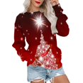 thumbnail image 2 of Chandail pour Femmes Mode Imprimé de Noël Ample à Col Rond à Manches Longues avec Poche Blouse Hauts Chandails Grande Taille pour Femmes en Liquidation, 2 of 6