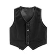 thumbnail image 3 of YONGHS Garçons Enfants Gilet de Costume Satiné Formel Coupe Classique Col en V à Simple Boutonnage Gilet de Robe Noir 6, 3 of 6