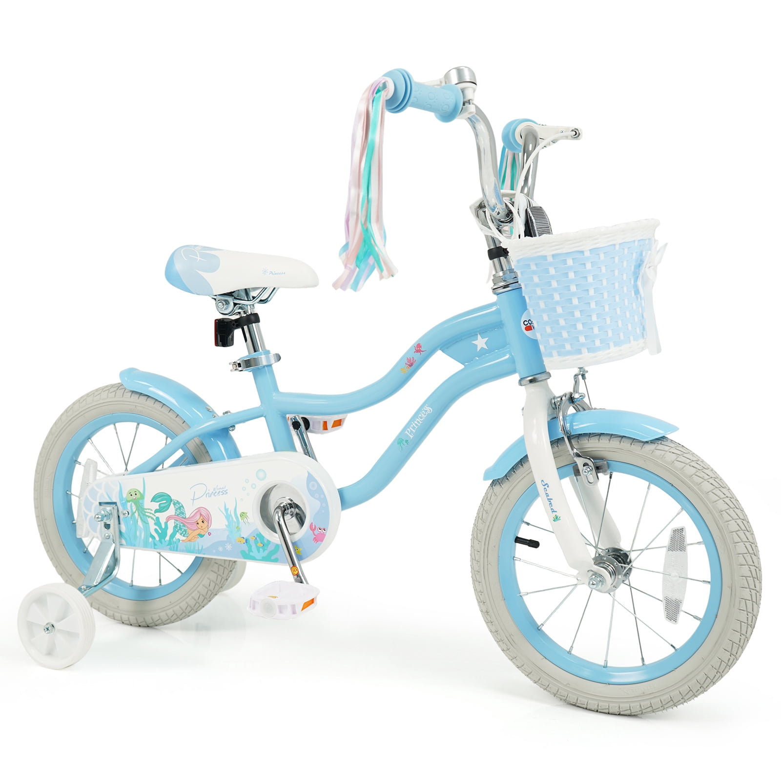 Gymax 14'' Kids Bike Toddler Bicycle w/Training Wheels Hand & Coaster Brakes Handlebar