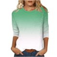 thumbnail image 1 of Scyoekwg Hauts pour Femmes Manches 3/4 Couleur Dégradée Col Ras du Cou Tuniques Chemises Tenue de Bureau Décontractée T-Shirt Basique Haut d'Été (Blanc,G), 1 of 5