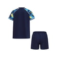 thumbnail image 2 of Aislor Boys Swim Trunks with Tops Set Short Sleeve Swimsuit UPF 50+ Rash Guard Beachwear Bathing Suit Navy Blue& Yellow 9-10, 2 of 5