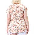 thumbnail image 3 of GRACE & GRANDEUR Hauts pour Femmes Grande Taille Rétro à Fleurs Col en V à Étages Manches Courtes Blouses 2X Rose, 3 of 8