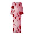 thumbnail image 3 of TIMIFIS Valentines Day Pyjamas Femme - Ensembles de Pyjama pour Femme 2 Pcs - Haut à Manches Longues Décontracté à Col Ras du Cou et Pantalon Ensembles de Pjs Vêtements de Nuit Vêtements de Détente, 3 of 3