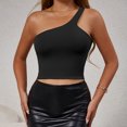 thumbnail image 4 of AherBiu Hauts de Sortie pour Femmes, Camisole Sans Manches à Épaules Dénudées, Ajustée, Moulante, Extensible, Hauts Courts, 4 of 7