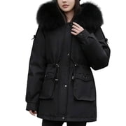 Lovzfmll Winter Clothing for Women, Fleece Parka Short Puffer Casual Outerwear Quilted Jackets Winter Coats Outerwear Coats