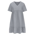thumbnail image 4 of Yuyuzo Womens Formal Dress Outfits Elegant Short Sleeve Beach Dress Ruffed Cocktail Evening Prom Mini Dress, 4 of 7