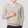 thumbnail image 3 of Xcmzpl Mens V Neck Dress Sweater Knit Long Sleeve Slim Fit Sweaters Fashion Pullover Sweater Basic Solid Fall Sweater Tops, 3 of 5