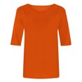 thumbnail image 5 of CFLVAEK T-Shirts à Manches 1/2 pour Femmes Été Décontracté Chemise Unie Coupe Ample Basique Col Ras du Cou, 5 of 5