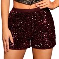 thumbnail image 2 of Styesk Shorts for Women Ladies' Fashionable High Waisted Solid Color Sequin Shorts, 2 of 4