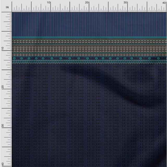 Soimoi Cotton Duck Fabric Stripe & Aztec Panel Print Sewing Fabric Yard 42 Inch Wide