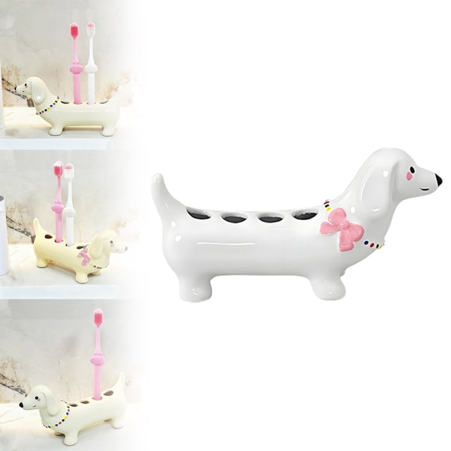 Stylish Ceramic Bathroom Organizer Design Toothbrush Holder with Four Compartments