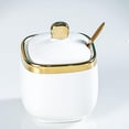 thumbnail image 3 of Wweixi Porcelain Sugar Bowl Ceramic Condiment Pot for Square Countertop Restaurant Kitchen Green White Square, 3 of 5