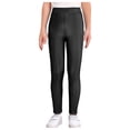 thumbnail image 1 of MSemis Girls Jazz Dance Leggings Metallic Ribbed Elastic Waistband Solid Color Toursers for Hip-hop Performance Black 130, 1 of 7