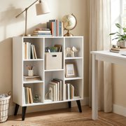 Giantex 8-Cube Bookcase, Book Storage Organizer w/Legs, Freestanding Open Book Shelves, White