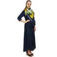 thumbnail image 2 of Bimba Robe Longue Bleu Marine à Col Bénitier pour Femme de Designer avec Foulard à Franges Imprimé - 24, 2 of 6