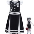 thumbnail image 2 of Déguisement d'Halloween pour Filles Skull Cheer Leader, Robe de Danse à Manches Volantées, Uniforme d'Équipe Rooter, 2 of 6