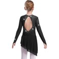 thumbnail image 2 of RUNQHUI Robe de Patinage Artistique à Manches Longues pour Filles, Dos Nu Scintillant, Danse Lyrique Moderne, Noir 16, 2 of 5