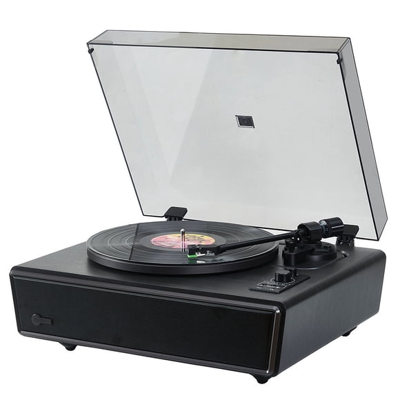 Arkrocket Huygens High Fidelity Bluetooth Record Player with Built-in Speakers Belt Drive Vinyl Turntable with Moving Magnet Cartridge, Bluetooth Input Output and Aux-in Functionality (Huygens Black)