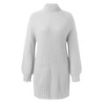 thumbnail image 4 of Kcodviy Automne Hiver Robes à Manches Longues Petites Femmes Col Roulé Couleur Unie Décontracté Robe Chandail d'Automne Robe Chandail Chandail pour Dames Robes Chandails pour Femmes Longueur Genou Robe Ample, 4 of 5